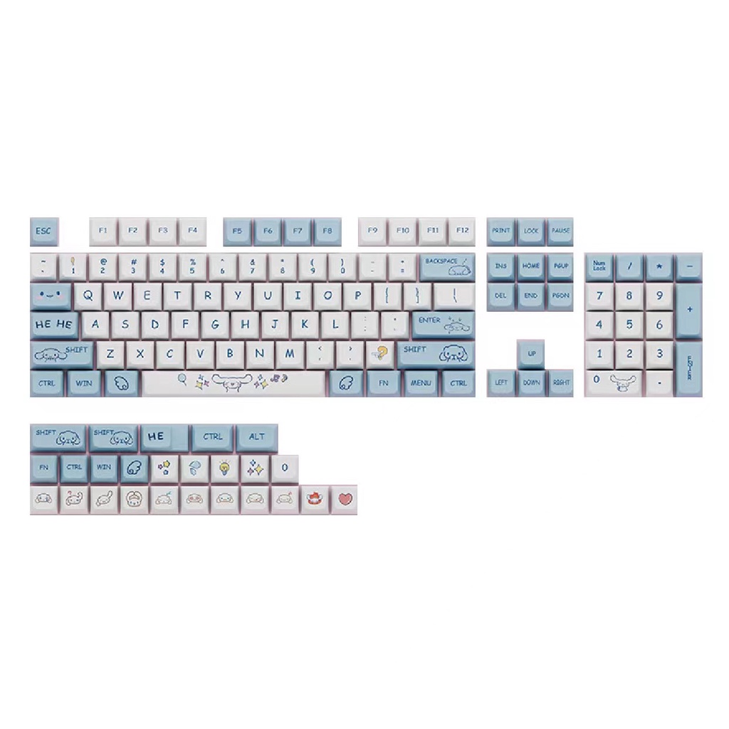 Nắp Đậy Phím XDA PBT 75% 65% 135% In Hình Chú Chó Màu Tím Oải Hương Dễ Thương