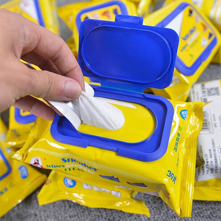 Combo 30 Tờ Khăn Giấy Lau Giày Sneaker Siêu Sạch Không Hoá Chất Làm Hại Da Tay, Vải Giày H304-A