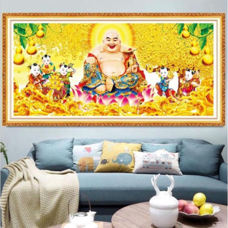 Tranh cô Ba - Tranh đính đá - tranh thêu chữ thập Phật Di Lặc ( thêu kín ) YD3006 / YD3007 / MN0186 / MN0187.
