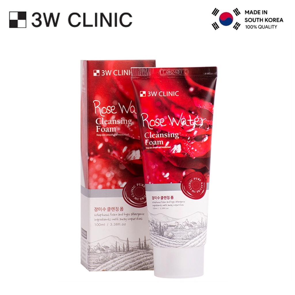 Sữa Rửa Mặt 3W Clinic Rose Water Hàn Quốc