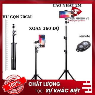 Giá đỡ điện thoại 3 chân dùng để chụp ảnh, livestream, quay tiktok tiện lợi chắc chắn cao 70cm-2m1