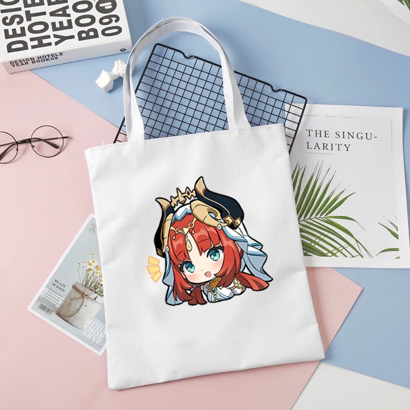 Túi tote vải trắng in hình GENSHIN IMPACT ver SUMERU game anime chibi tiện lợi thời trang đeo vai