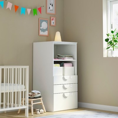 ZANOTTA, Kệ tủ đựng đồ 3 ngăn kéo cho bé kèm tay nắm, 60x57x120cm, kệ gỗ tủ gỗ Scandi Home