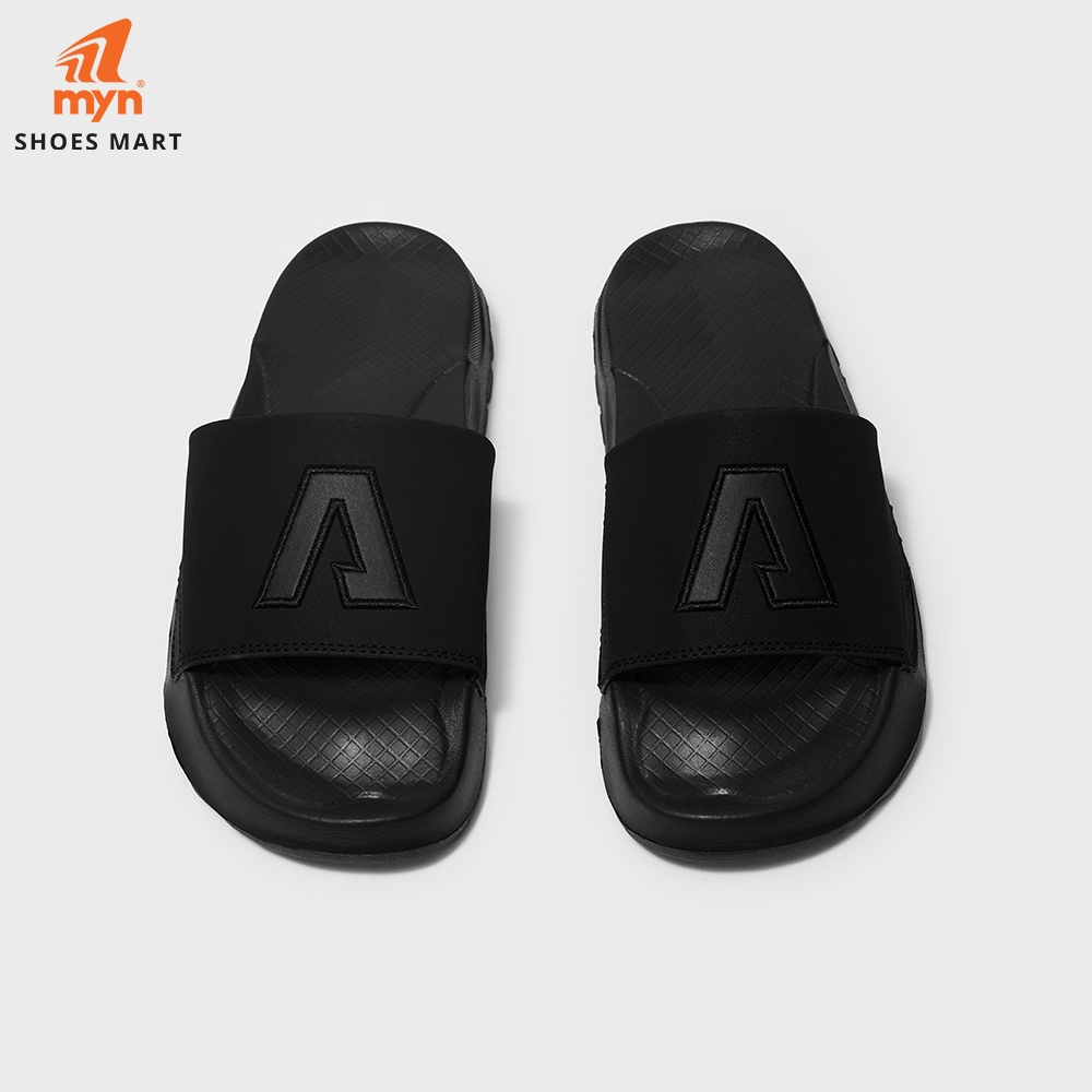 Dép Nanu unisex N03 All Black logo chữ A thêu viền đế EVA chunky 4cm siêu êm