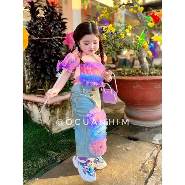 Set jean cầu vồng cho bé