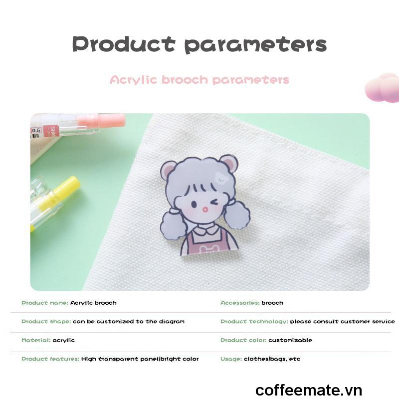 【coffeemate】⚡ Acrylic Trâm Sáng Tạo Hoạt Hình Dễ Thương Thổ Cẩm Túi Cá Tính Quần Áo Phụ Kiện Huy Hiệu