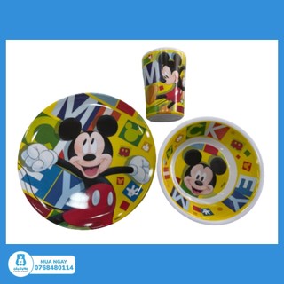 Bộ Chén Đĩa Ly Melamine Mickey Cho Bé