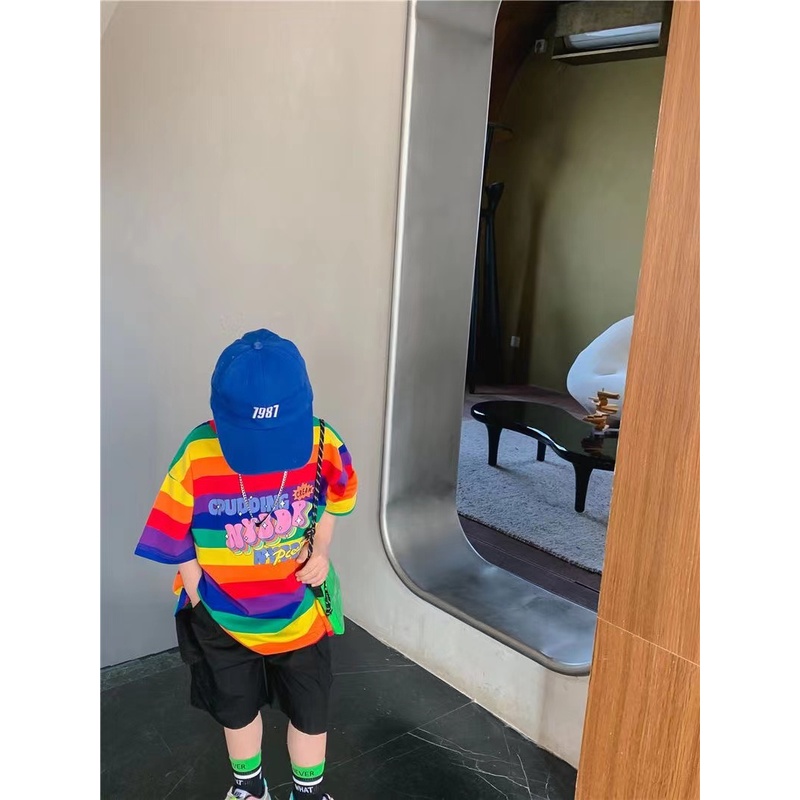 ♂✸Áo Thun Tay Ngắn Họa Tiết Kẻ Sọc Thời Trang Mùa Hè 2022 Dành Cho Bé Trai