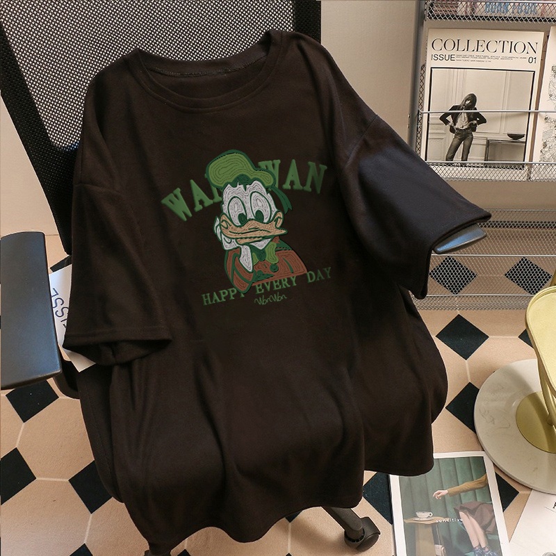 Áo thun NRVP 100% cotton tay ngắn dáng suông in họa tiết hoạt hình phong cách Hàn Quốc thời trang unisex size 3XL