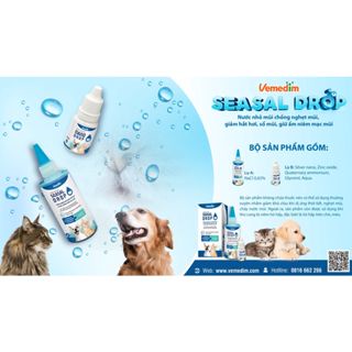 SEASAL DROP - Nước vệ sinh nhỏ mũi hô hấp, chảy nước mũi chó mèo - Vemedim