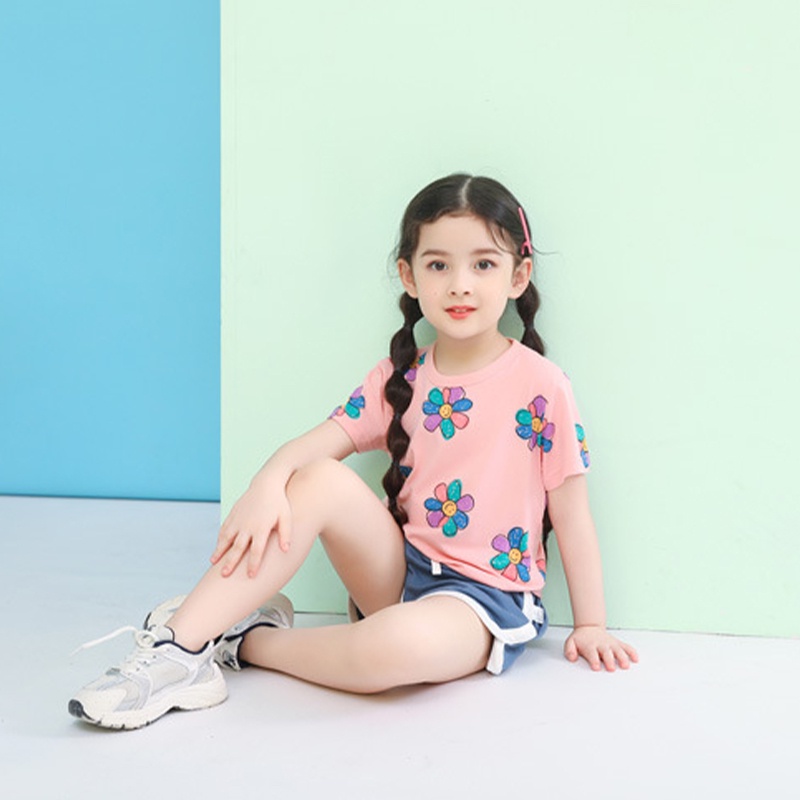 Áo Thun Ngắn Tay In Hình Gấu Hoạt Hình Dễ Thương Cho Bé 2-8 Tuổi