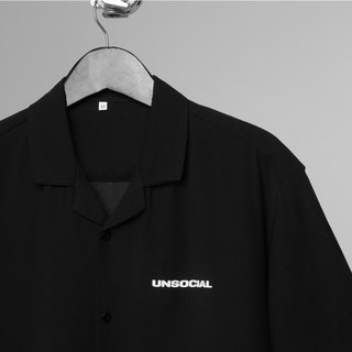 Áo Sơ Mi Lụa UNSOCIAL (Trắng/Đen)