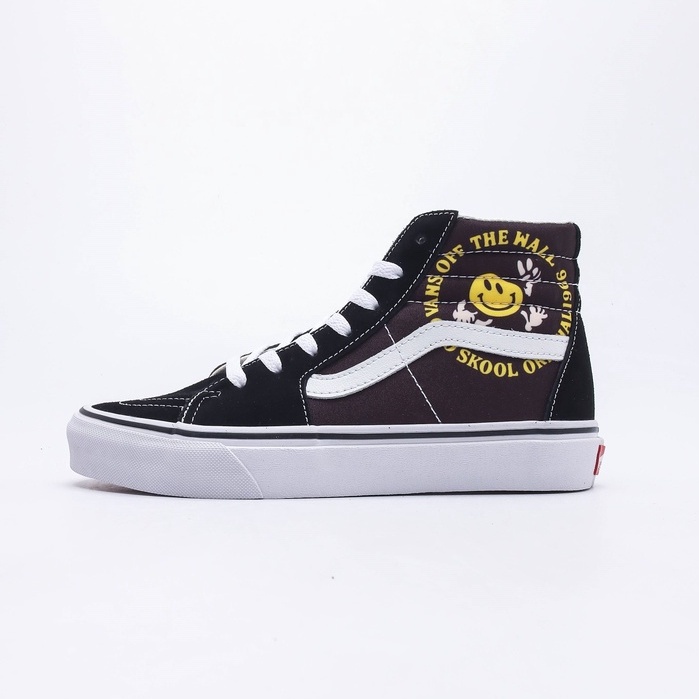 Giày Thể Thao Vans SK8-Hi Vải canvas Cổ Cao In Họa Tiết Mặt Cười Phong Cách Cổ Điển Thời Trang Cho Nam Và Nữ 2037