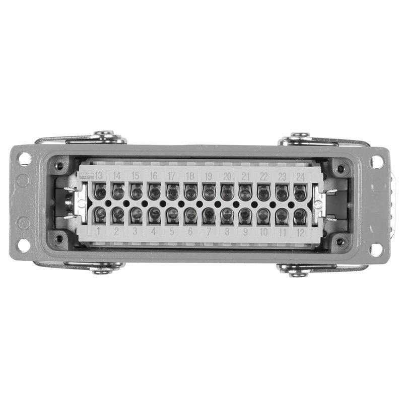 Đầu nối hạng nặng hình chữ nhật H24B-He-024-1 Nguồn 24 lõi chân Dòng 16A 500V Chân vít Ổ cắm hàng không ;139x43x72Mm