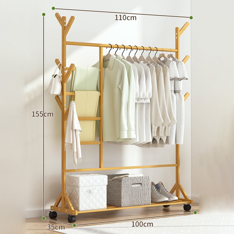 WORTHBUY Giá Treo Quần Áo Bằng Tre Kiểu Dáng Đơn Giản Thanh Lịch