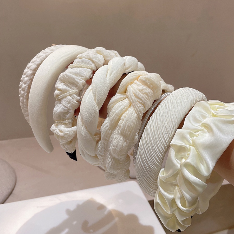 Băng Đô Cài Tóc Bằng Xốp Sọc Caro Trắng Thời Trang Cho Nữ