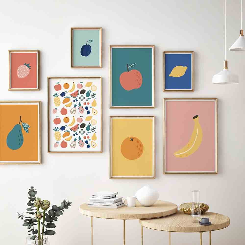 Tranh Vải Bạt Treo Tường In Hình Trái Cây / Rau Củ Quả / Trái Cây Nghệ Thuật Tối Giản Sáng Tạo Trang Trí Phòng Ăn