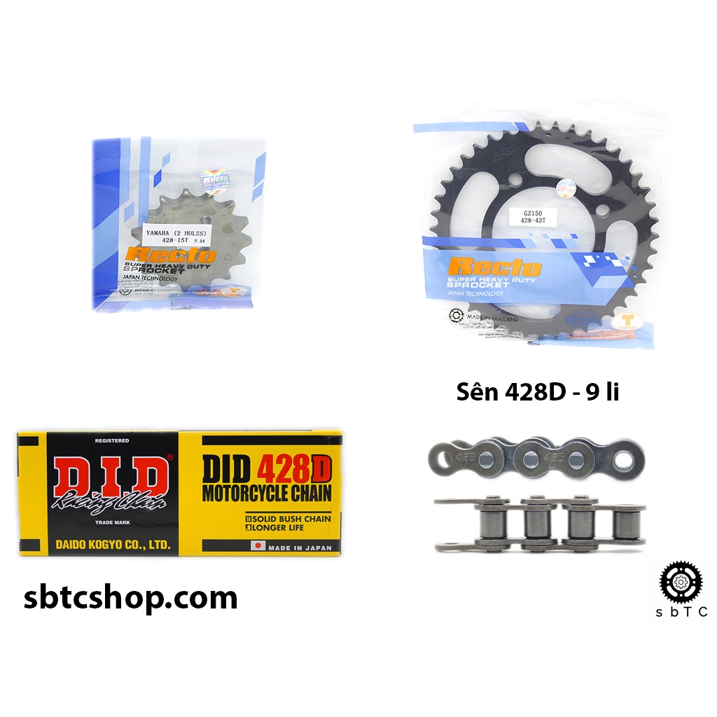 NSD Nhông dĩa RECTO sên DID Suzuki GZ150 chính hãng