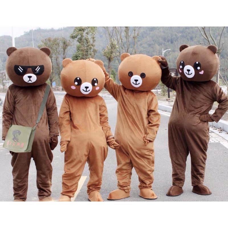 Mascot gấu lầy đầu 40cm- Bộ đồ gấu dự sự kiện bán kẹo