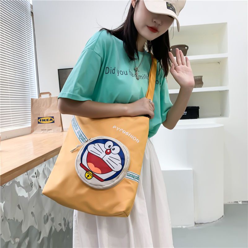 Túi Xách canvas Cỡ Lớn In Hình Doraemon Thời Trang Mùa Hè Cho Nữ