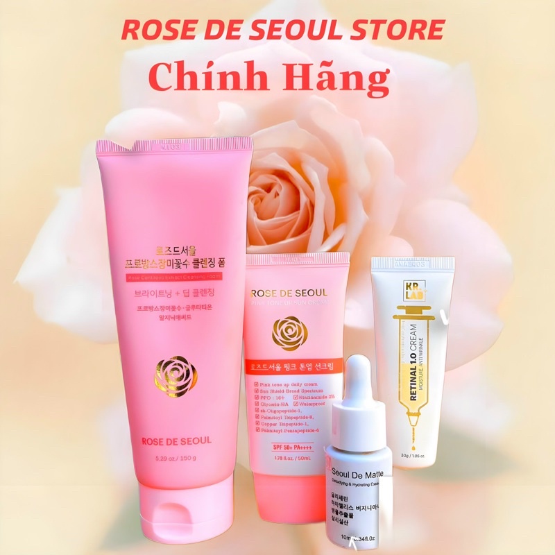 Combo rentinal và nước thần kem chống nắng rose de seoul (new)