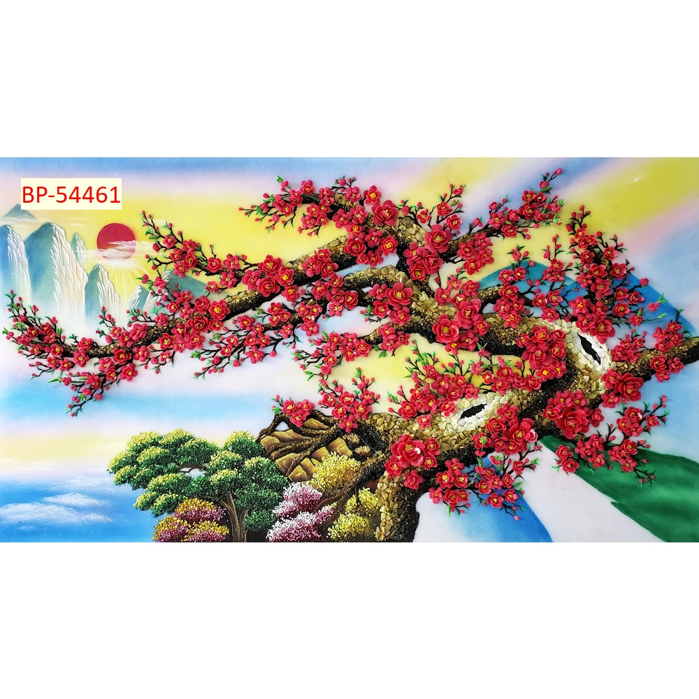 Tranh dán tường 3D hoa đào mẫu mới nhất