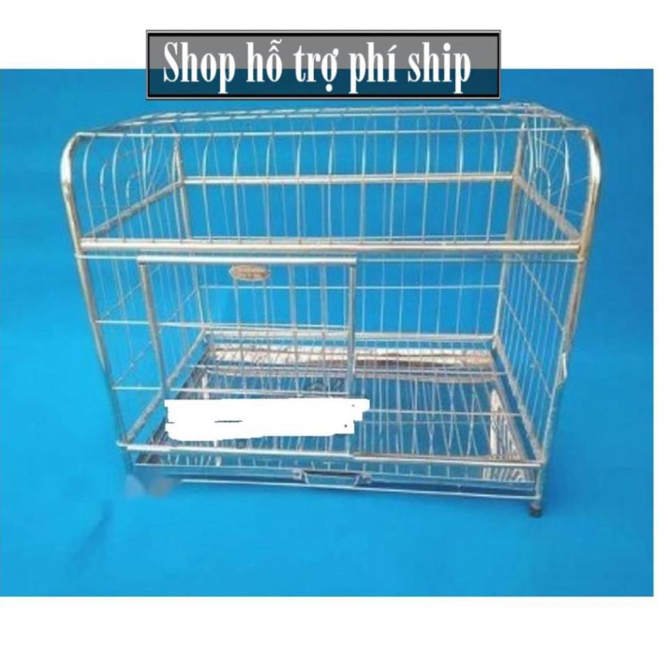 New- (Size 1) Chuồng chó mèo inox Lồng chó inox Lồng inox xịn tặng kèm khay hứng inox (chó mèo dưới 10kg)