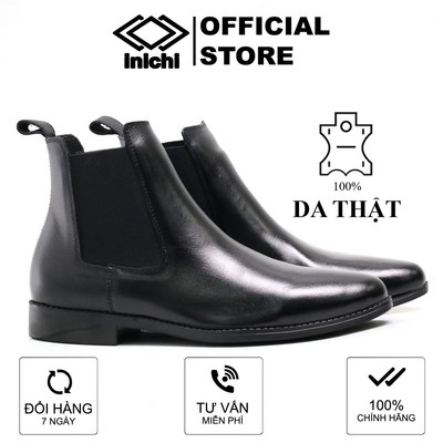 Giày chelsea boots da bò thật INICHI G1091 có may đế