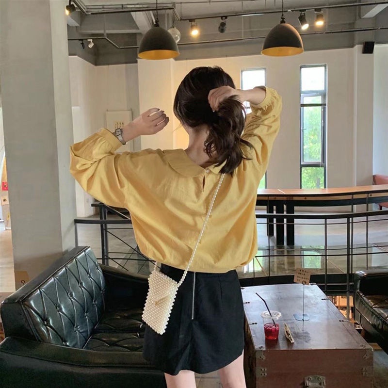 Áo Sơ Mi Tay Dài Dáng Rộng Phong Cách Hàn Quốc Cổ Búp Bê Thời Trang Xuân Thu Mới 2022