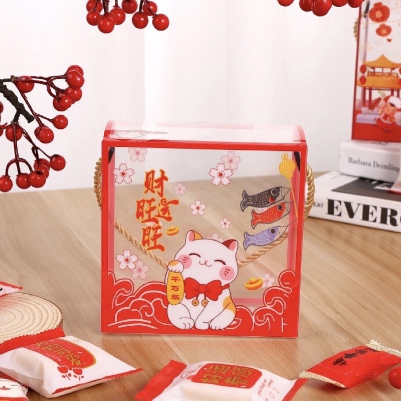 Hộp mica đựng bánh kẹo Tết size 14*14*7cm