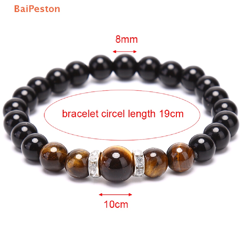 Vòng Tay Chuỗi Hạt Đá Mắt Hổ Đen Tự Nhiên Thời Trang Cho Nam
