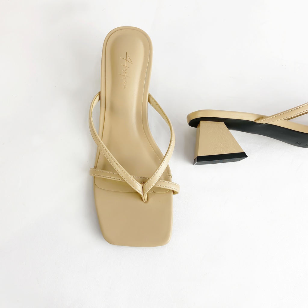 Giày Cao Gót 5cm Xỏ Ngón Thời Trang Hishoo Quai Mảnh Cao Cấp S012