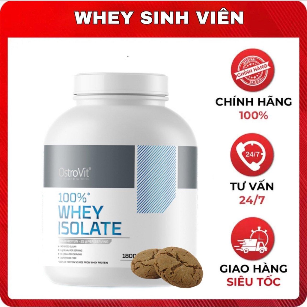 [FreeShip] [Chính hãng] Sữa Tăng Cơ Whey Ostrovit 100% Whey Protein Isolate Tinh Khiết, Hộp 1,8kg - 60 Lần dùng