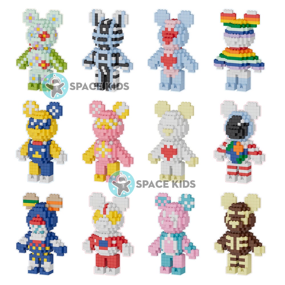 Mô hình lắp ráp le.go gấu Bearbrick 15cm, đồ chơi lắp ráp mô hình 3d gấu bạo lực Bearbrick cho bé