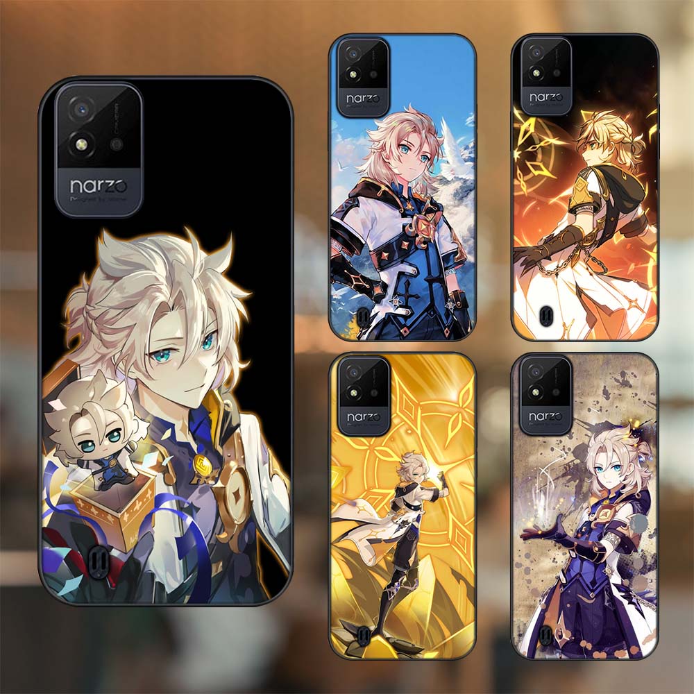 Ốp lưng Realme Narzo 50i viền đen in hình Albedo Genshin Impact