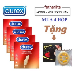 [Tặng Quà 18K] Combo 4 Hộp Bao Cao Su Durex Fetherlite Hộp 3 Cái, BCS Chống Xuất Tinh Sớm, Kéo Dài Thời Gian QH