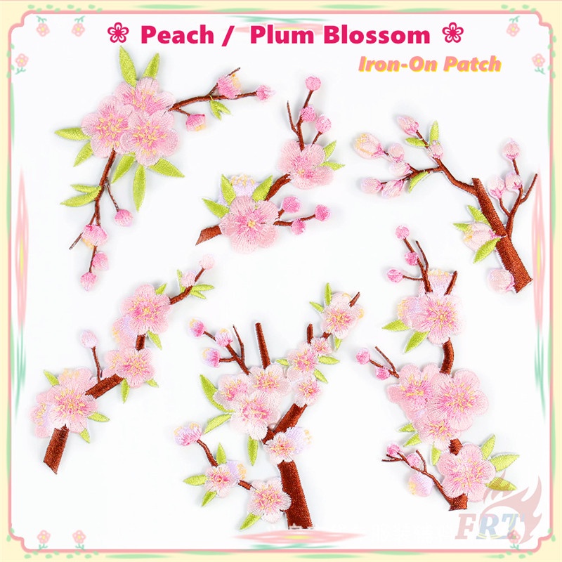 Miếng dán ủi hoặc thêu họa tiết hoa anh đào nguyên cành sắc nét DIY sáng tạo