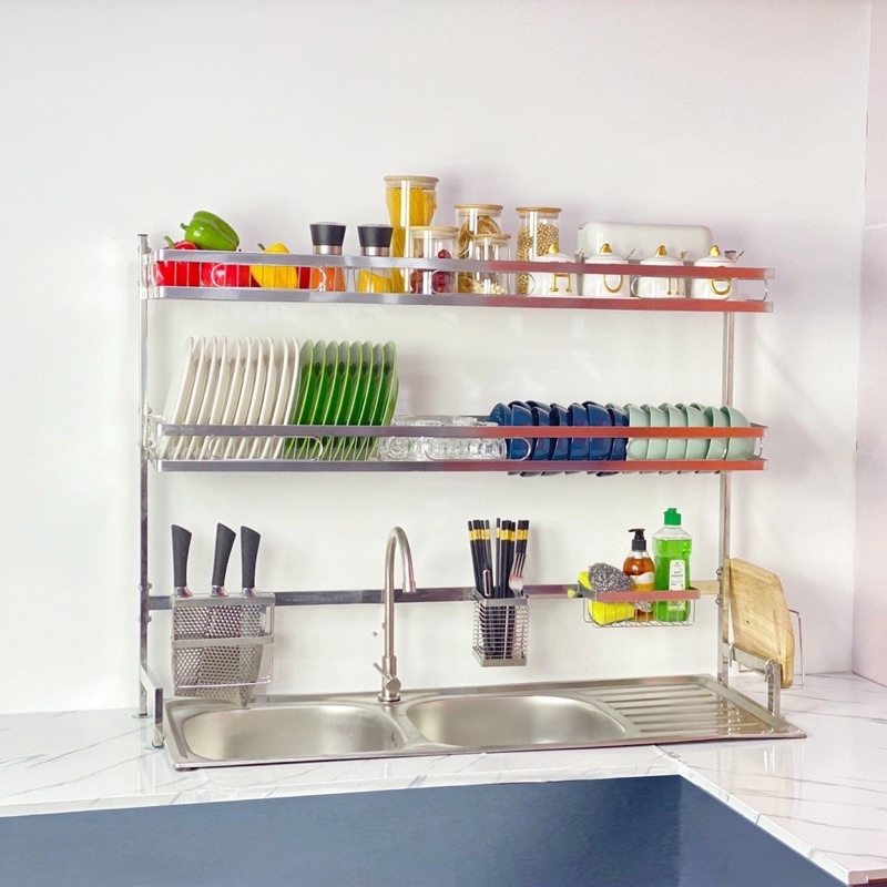 Kệ úp bát trên bồn rửa đa năng. ilox 304 k rỉ, full size từ 66cm - 126cm