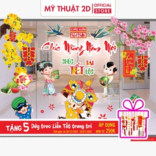 Decal Tết - trang trí tết dán kính bộ mẫu TET.30