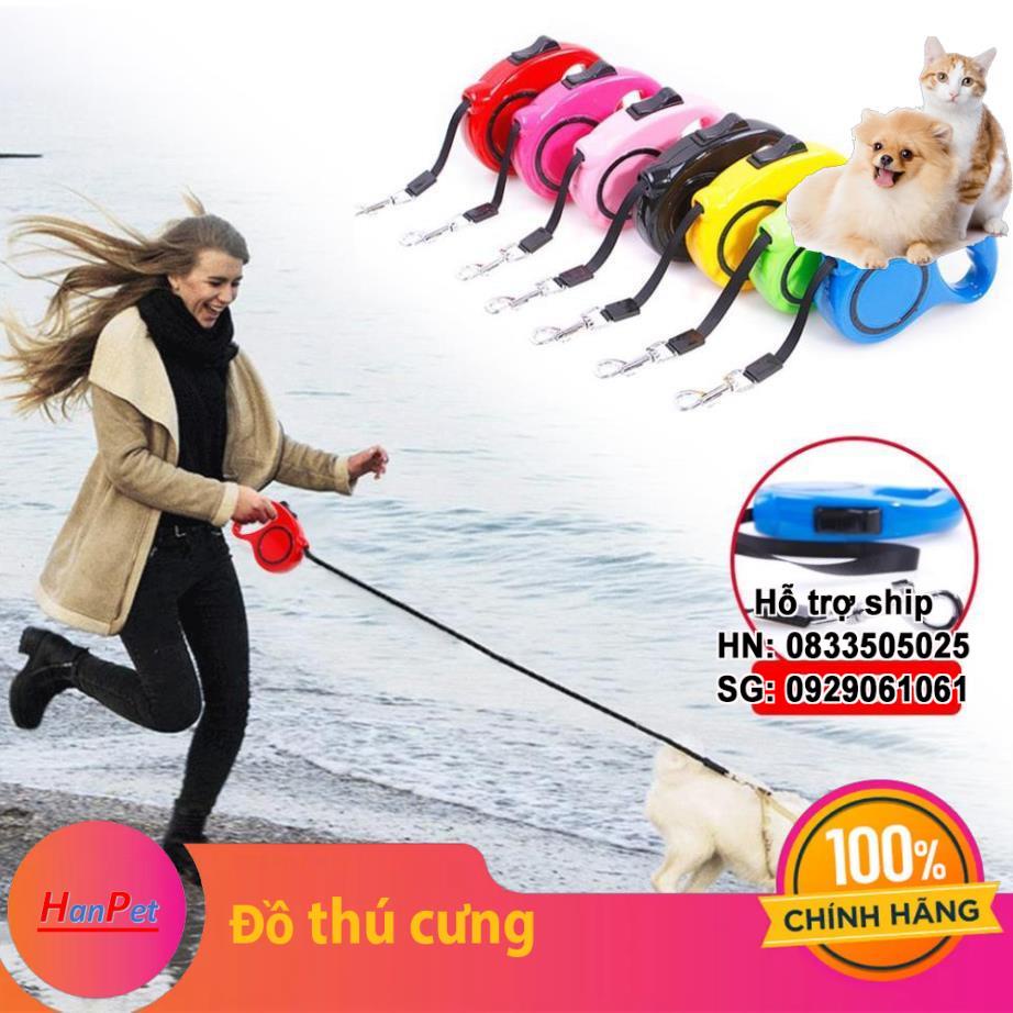 Hanpet.GV- 904- Dây dắt chó tự động co rút (- 2 loại) dùng xích chó mèo hoặc dắt chó mèo đi dạo màu ngẫu nhiên