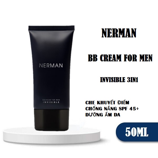 Kem che khuyết điểm cho nam Nerman BB Cream Invisible 3in1 Chống nắng SPF 45+, che khuyết điểm , dưỡng ẩm