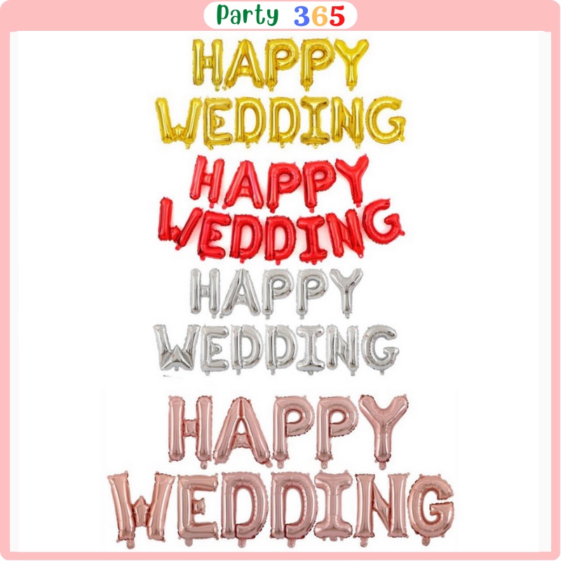 Bóng Chữ Happy Wedding Trang Trí Phòng Cưới , Phòng Tân Hôn