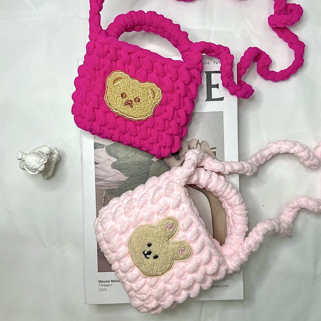 Túi xách nữ túi đeo chéo túi len mini handmade đi chơi cute