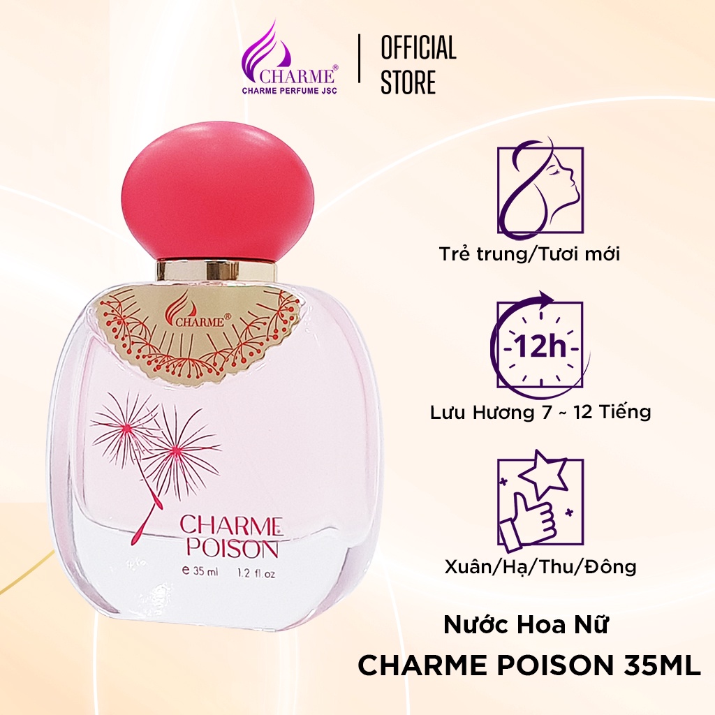 Nước Hoa Nữ CHARME POISON 35ml Lưu Hương Lâu Ngọt Ngào, Tươi Mát_Nước Hoa Chính Hãng