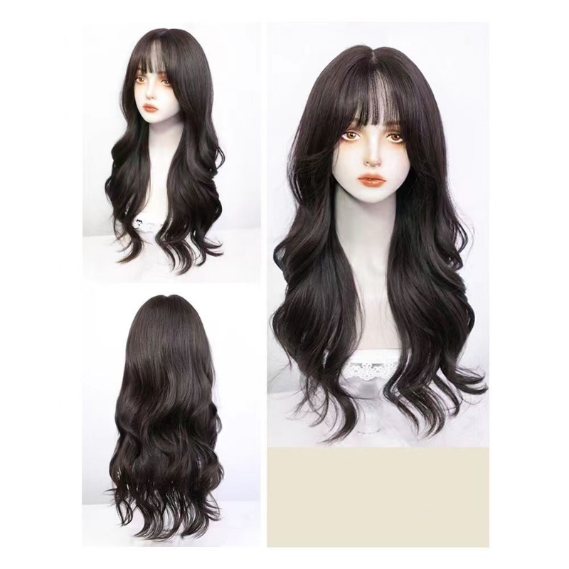 Bộ Tóc Giả Xoăn Dài Màu Tím / Hồng / Tím Phong Cách Lolita Dành Cho Nam Và Nữ