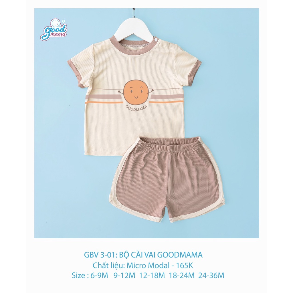 [CHÍNH HÃNG] Bộ cộc tay quần đùi cài vai vải sồi họa tiết đáng yêu cho bé Good Mama