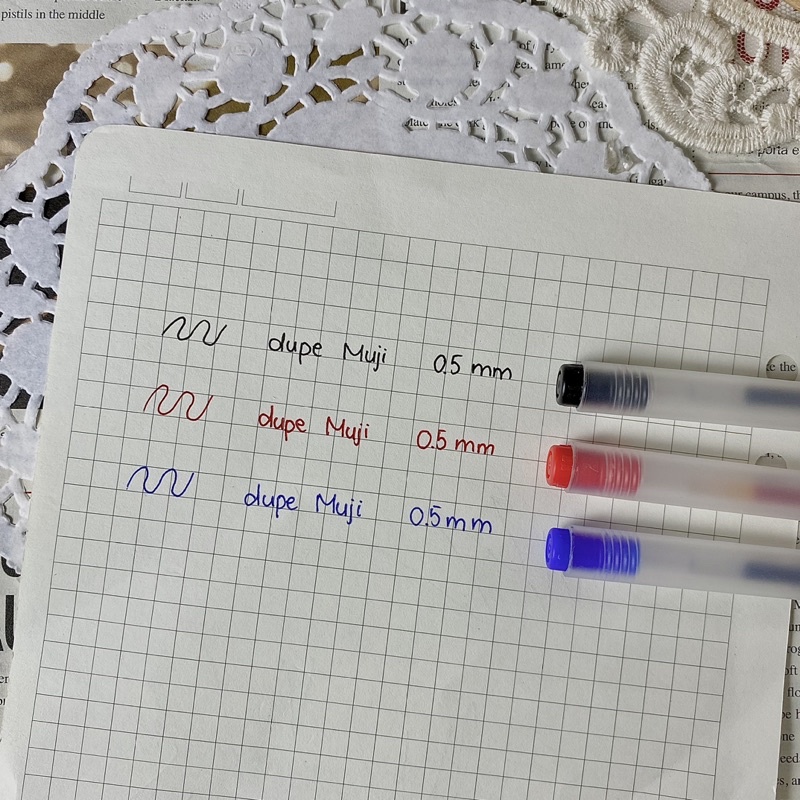 Set 10 bút gel mực đen, xanh, đỏ bản dupe Muji