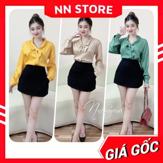 Áo kiểu công sở nữ chất vải mềm mướt tay dài phối nơ dễ thương Sơ mi công sở nữ MT2071