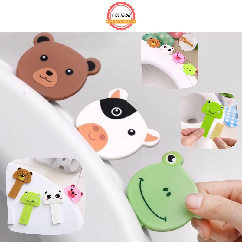 Dụng cụ nhấc nắp bồn cầu chống vi khuẩn thông minh/ Miếng nhựa mở nắp bồn cầu hình thú ngộ nghĩnh chống bẩn tay