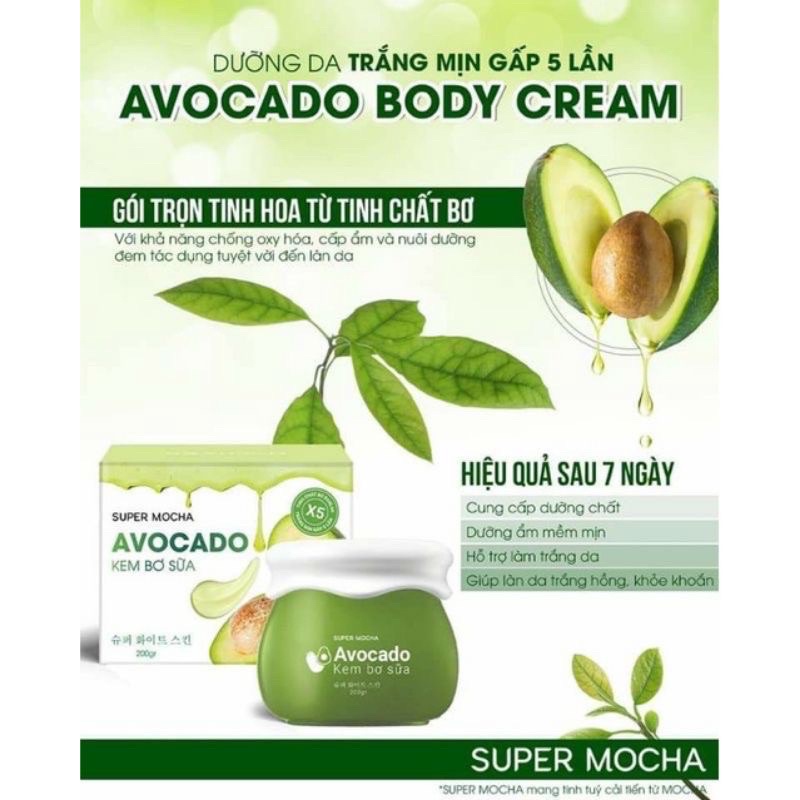 KEM BƠ SỮA AVOCADO BODY CREAM TRẮNG MỊN NHƯ MƠ - MỀM MẠI NHƯ BƠ